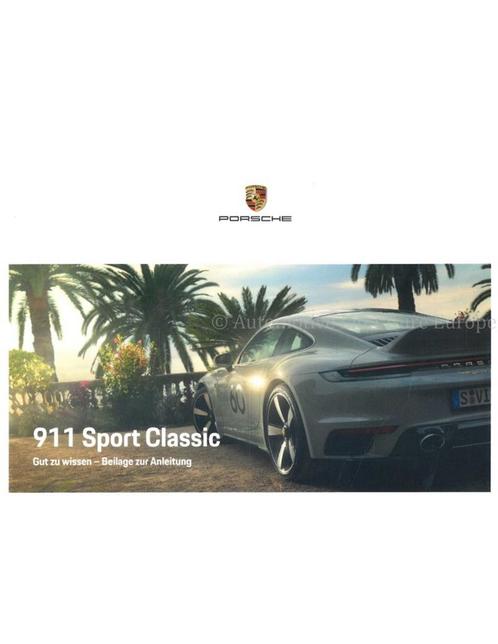 2022 PORSCHE 911 SPORT CLASSIC BIJLAGE INSTRUCTIEBOEKJE, Auto diversen, Handleidingen en Instructieboekjes
