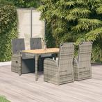 vidaXL 5-delige Tuinset met kussens poly rattan grijs, Tuin en Terras, Tuinsets en Loungesets, 4 zitplaatsen, Nieuw, Tuinset, Verzenden