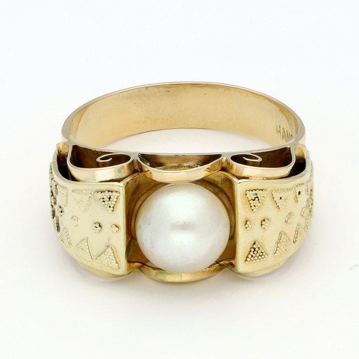 Ring - 14 karaat Geel goud - Parel, Sieraden, Tassen en Uiterlijk, Ringen