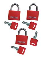 Set van 3 hangsloten (30 mm, rood, met 4 sleutels), Doe-het-zelf en Verbouw, Ophalen of Verzenden, Nieuw