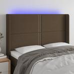 vidaXL Hoofdbord LED 147x16x118/128 cm stof donkerbruin, Verzenden, Nieuw, Bruin, Stof