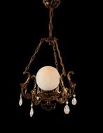Plafondlamp - brons, glas, Antiek en Kunst, Curiosa en Brocante
