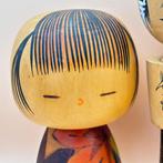 Drie vintage Kokeshi - Hout - Japan - Shwa periode, Antiek en Kunst