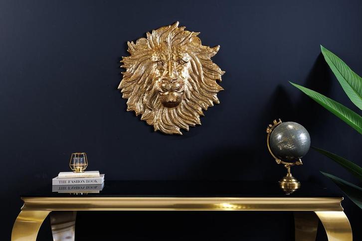 Gouden wanddecoratie WILDLIFE LION 35cm gouden metalen, Huis en Inrichting, Woonaccessoires | Overige, Ophalen of Verzenden