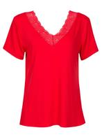 Shirt Kant Rood, dames top korte mouwen rood, Kleding | Dames, Tops, Nieuw, Verzenden