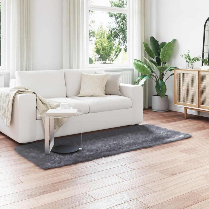 vidaXL Nep Schapenvacht Tapijt Tafalla Antraciet 80 x 200 cm, Huis en Inrichting, Stoffering | Tapijten en Kleden, Nieuw, Verzenden