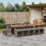 vidaXL 15-delige Tuinset met kussens poly rattan grijs, Tuin en Terras, 4 zitplaatsen, Nieuw, Tuinset, Verzenden