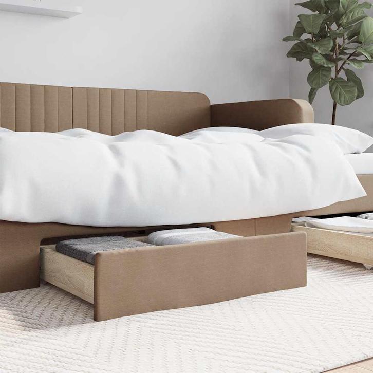 vidaXL Bedlades 2 st bewerkt hout en kunstleer, Huis en Inrichting, Slaapkamer | Bedden, Bruin, Nieuw, Hout, Verzenden