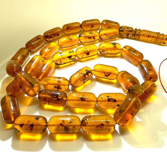 Exclusive Tesbih gebedssnoer met amber kralen met insecten,, Verzamelen, Dierenverzamelingen