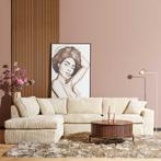 Hoekbank VOORRAAD brede ribstof beige - zacht zitcomfort, Verzenden, Nieuw, Stof, Romantisch - landelijk - stijlvol