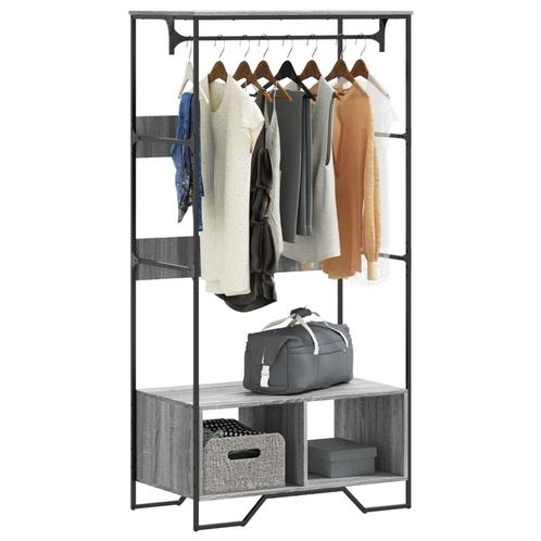 vidaXL Kledingkast 90x50x180 cm bewerkt hout grijs sonoma, Kleding | Dames, Kledingrekken, Nieuw, Verzenden