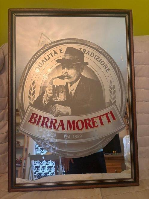 Birra Moretti - Spiegel - Glas, Hout - Reclame spiegel, Antiek en Kunst, Antiek | Wandborden en Tegels