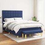 vidaXL Boxspring met matras stof blauw 140x200 cm, 140 cm, 200 cm, Stof, Verzenden