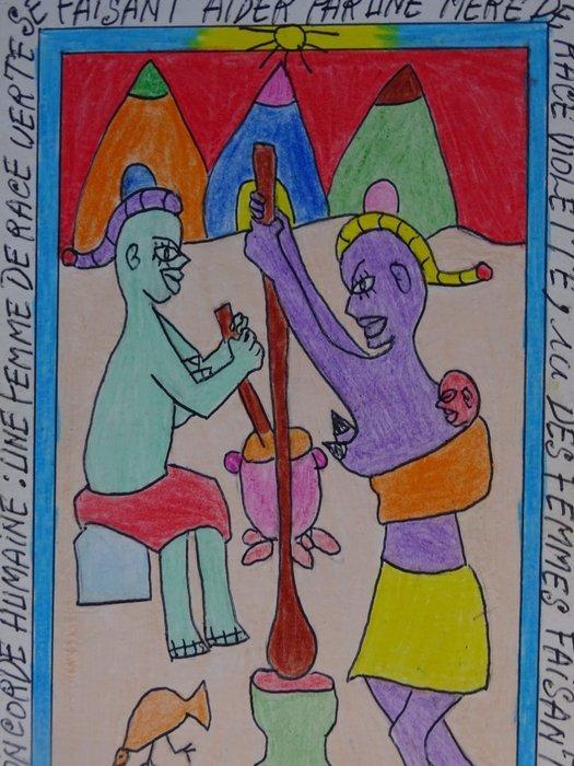 Frédéric Bruly-Bouabré (1923-2014) - Working, Antiek en Kunst, Kunst | Designobjecten