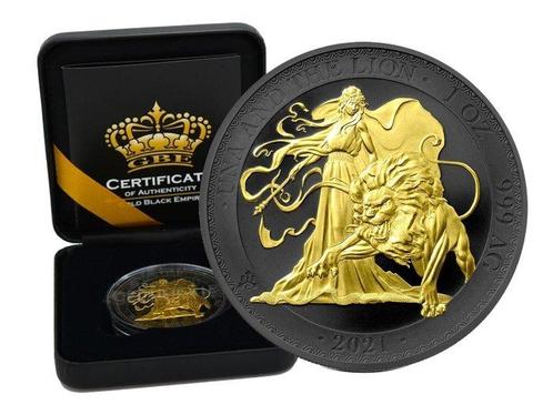 Sint-Helena. 1 Pound 2021 The Lion - Gold Black Empire, Postzegels en Munten, Munten | Europa | Niet-Euromunten