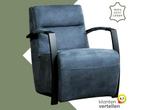 Leren fauteuil Arrival - Kenia Denim (blauw), Nieuw, Ophalen of Verzenden, 50 tot 75 cm, Industrieel, Modern
