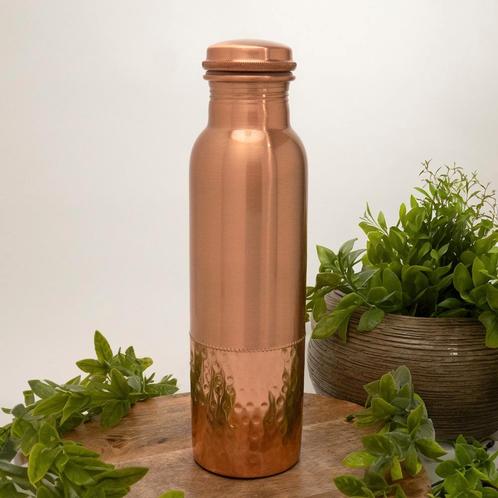 Puur koperen waterfles gehamerde rand beneden ± 950 ml, Sport en Fitness, Gezondheidsproducten en Wellness, Nieuw