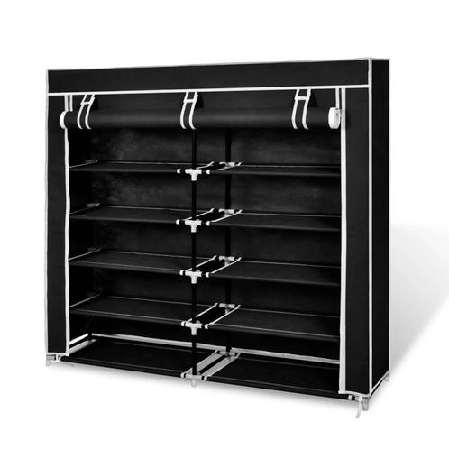 vidaXL Schoenenkast met hoes 115x28x110 stof zwart, Huis en Inrichting, Kasten | Schoenenrekken, Nieuw, Verzenden