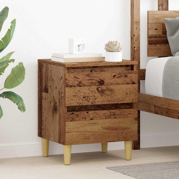 vidaXL Bedkast met lade Oud Hout 40 x 35 x 50 cm Bewerkt, Huis en Inrichting, Slaapkamer | Nachtkastjes, Nieuw, Minder dan 45 cm