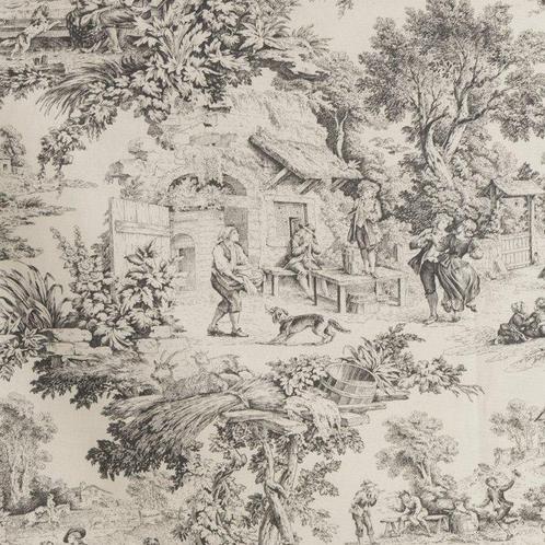Exclusief Toile de Jouy Grijs - Textiel - 250 cm - 280 cm, Antiek en Kunst, Antiek | Kleden en Textiel