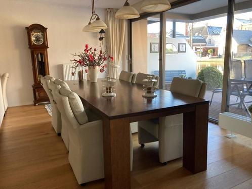 Set van 6 leren eetkamerfauteuils - met armleuning en wieltj, Huis en Inrichting, Stoelen, Overige kleuren, Nieuw, Leer, Ophalen of Verzenden