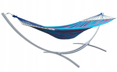 Hangmat standaard grijs tot 220 kg - inc blauw-paarse han..., Tuin en Terras, Hangmatten, Nieuw, Ophalen of Verzenden