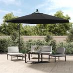 vidaXL Zweefparasol met LED-verlichting 350 cm zwart, Tuin en Terras, Verzenden, Nieuw, 3 tot 4 meter, Zweefparasol