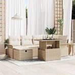 vidaXL Tuin Sofa Set met kussen met opslag 7 pcs Beige Poly, Tuin en Terras, Tuinsets en Loungesets, Verzenden, Nieuw, Rotan