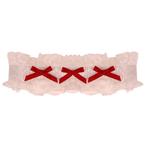 Kousenband Ivoorkleurig met Kant & Bordeauxrode Strikjes - 3, Ophalen of Verzenden, Nieuw
