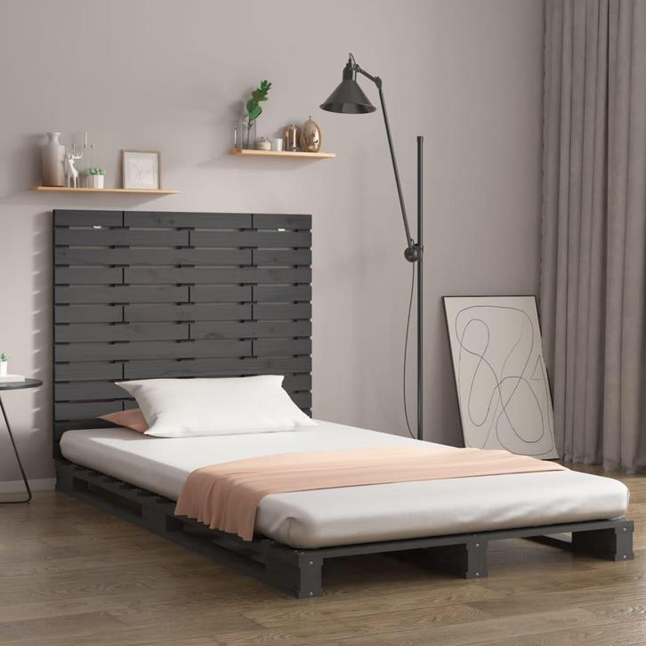 vidaXL Hoofdbord wandmontage 106x3x91,5 cm massief, Huis en Inrichting, Slaapkamer | Bedden, Grijs, Nieuw, Hout, Verzenden