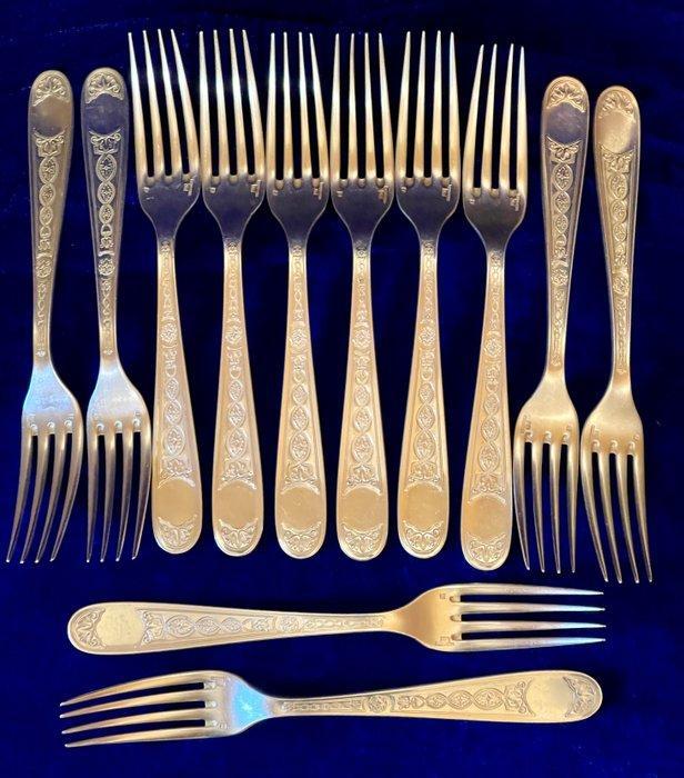 Christofle - Vork (12) - Verzilverd, Antiek en Kunst, Antiek | Meubels | Tafels