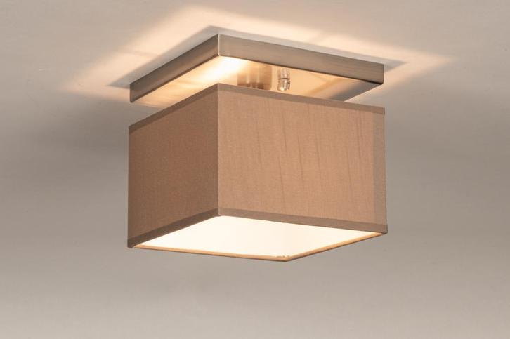 Rietveld Plafondlampen - Bruin, Taupe - Stof, Huis en Inrichting, Lampen | Plafondlampen, Verzenden