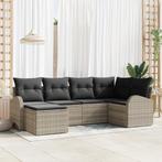 vidaXL 6-delige lounge set met kussens lichtgrijs poly, Tuin en Terras, Verzenden, Nieuw, Rotan, Loungeset