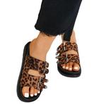 Leopard Slippers met stoere gespen, Kleding | Dames, Ophalen of Verzenden, Nieuw, Slippers