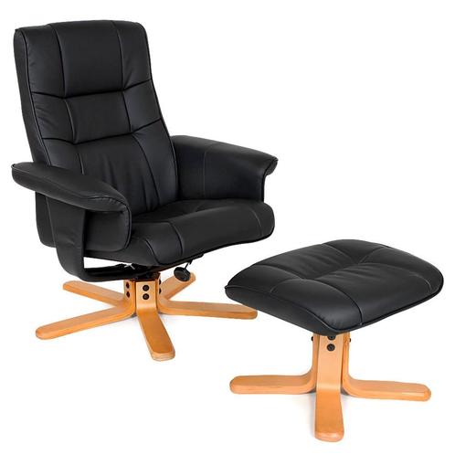 TV-fauteuil met krukje model I - zwart/beige, Huis en Inrichting, Stoelen, Verzenden