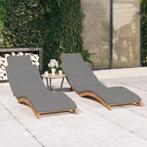 vidaXL Ligbedden 2 st met kussens massief teakhout, Tuin en Terras, Ligbedden, Verzenden, Nieuw