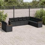 vidaXL 10-delige Loungeset met kussens poly rattan zwart, Verzenden, Nieuw, Rotan, Loungeset