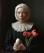 Erminando Aliaj - Woman with an egg and tulips