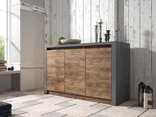 Dressoir Monaco - Eiken - Grijs - 130 cm, Huis en Inrichting, Kasten | Dressoirs, 25 tot 50 cm, Nieuw, 100 tot 150 cm, Verzenden