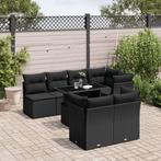 vidaXL 8-delige Loungeset met kussens poly rattan zwart, Nieuw, 8 zitplaatsen, Loungeset, Verzenden