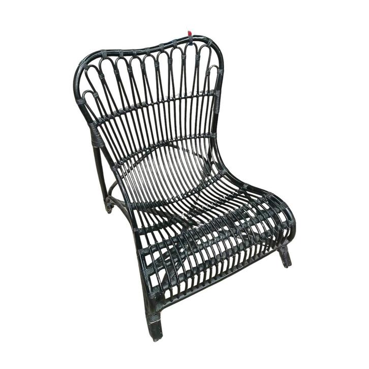 Rotan loungestoel, hout riet, zwart, 800x800x880 mm,, Huis en Inrichting, Bureaustoelen, Zwart, Gebruikt, Ophalen of Verzenden