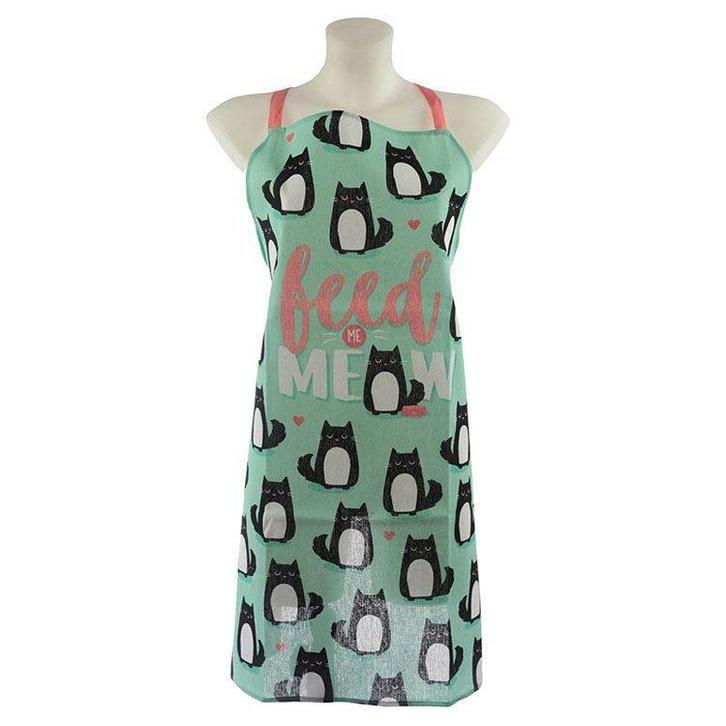 Keukenschort - Feline Fine Cat - Feed me Meow NIEUW, Huis en Inrichting, Keuken | Textiel, Groen, Nieuw, Ophalen of Verzenden