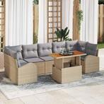 vidaXL Tuin Sofa Set met opslag 8 pcs Beige Poly riet, Verzenden, Nieuw, Rotan