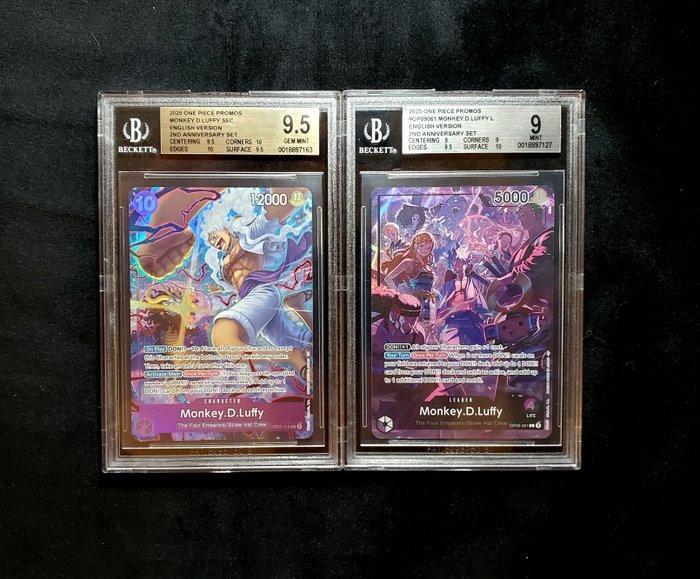 Bandai - 2 Graded card - One Piece - Monkey D. Luffy, Hobby en Vrije tijd, Verzamelkaartspellen | Overige