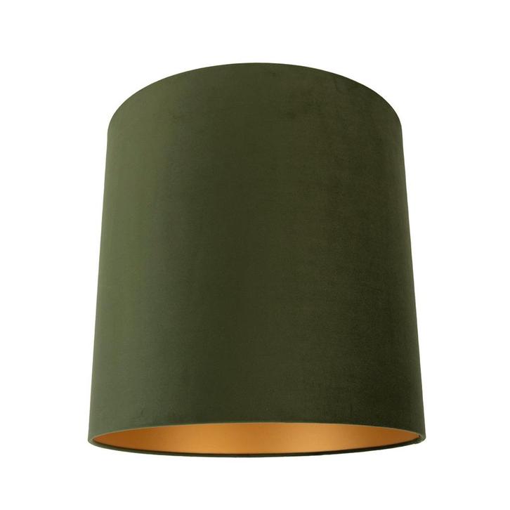 Velours lampenkap groen 40/40/40 met gouden binnenkant, Huis en Inrichting, Lampen | Lampenkappen, 25 tot 50 cm, Overige vormen
