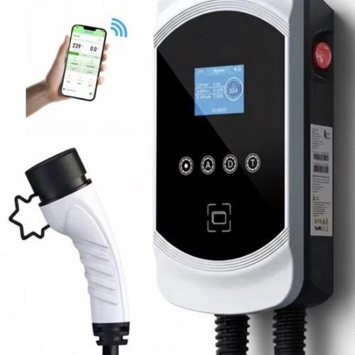 Premium Laadpaal 7,4 kW wit met 5m vaste Type 2 kabel |, Auto diversen, Laadpalen, Ophalen of Verzenden