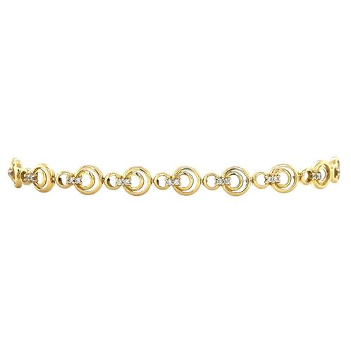 Gouden armband met zirkonia 20 cm 18 krt, Sieraden, Tassen en Uiterlijk, Armbanden, Wit, Zo goed als nieuw, Goud, Verzenden
