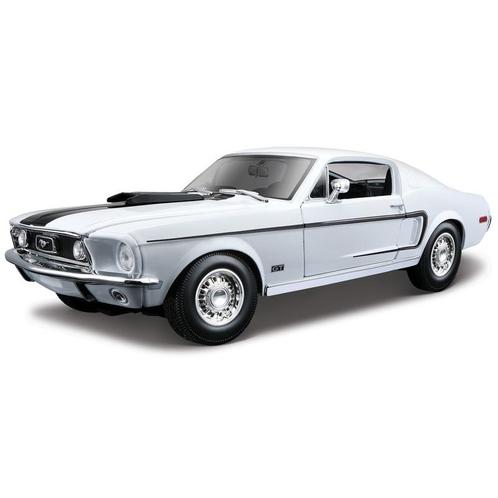 Modelauto Ford Mustang GT Cobra 1968 wit/zwart 24 cm 1:18 .., Hobby en Vrije tijd, Modelauto's | Overige schalen, Verzenden