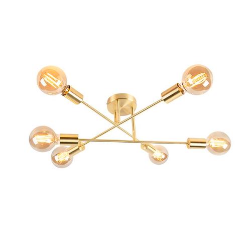 Industriële plafondlamp messing 6-lichts  - Sydney, Huis en Inrichting, Lampen | Plafondlampen, Nieuw, Overige materialen