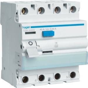 Hager aardlekschakelaar / 4-polig, 30mA, 40A / CDH440G, Doe-het-zelf en Verbouw, Elektra en Kabels, Nieuw, Ophalen of Verzenden